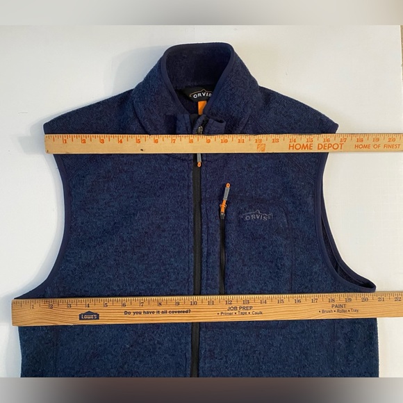 Orvis Vest Men Medium Blue Classic Fleece Full Zip Fly Fishing Zip Golf Pocket - Picture 7 of 11